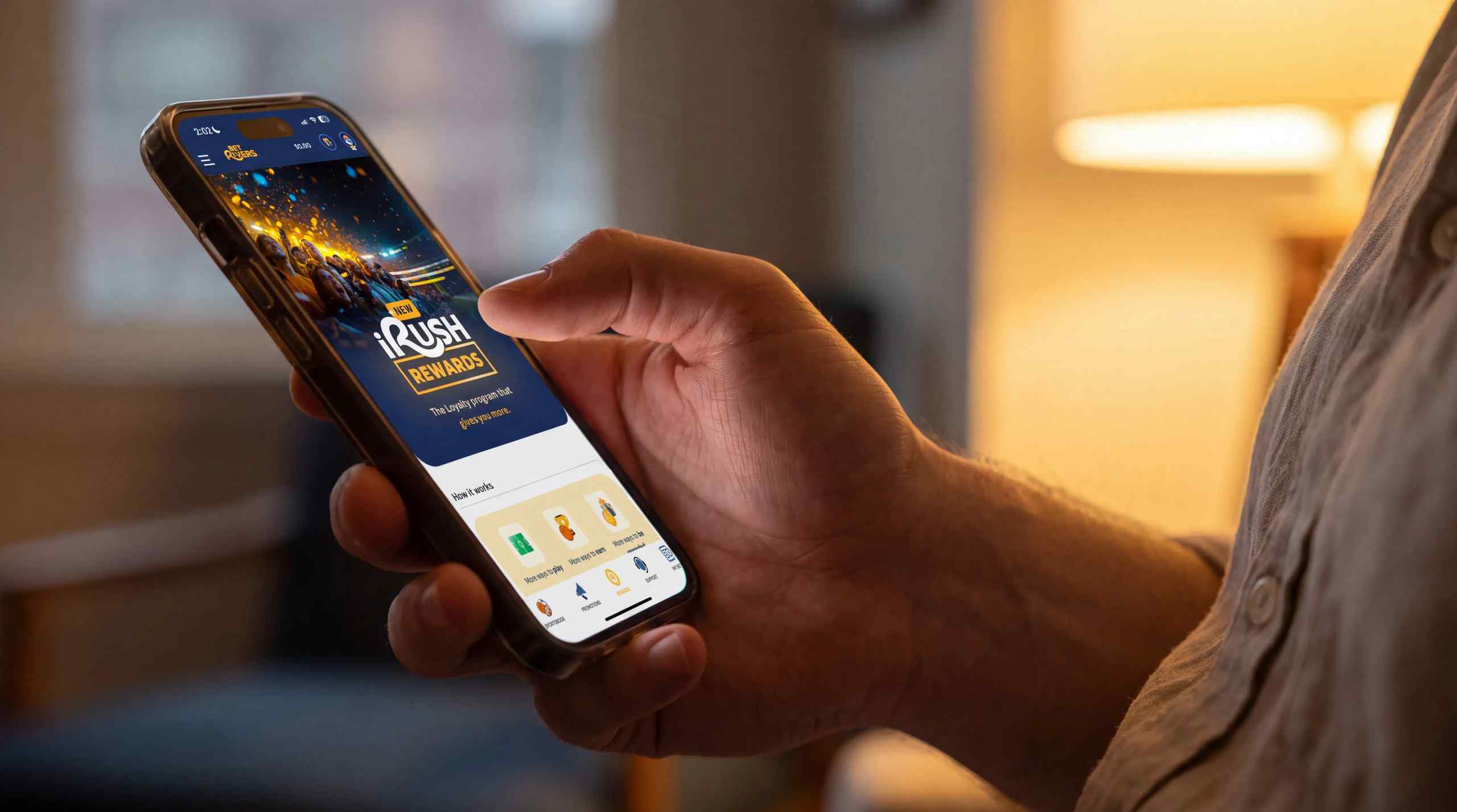 Casino rewards program displayed on phone.